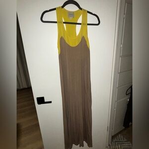 Mason Two-Tone Yellow and Brown Sleeveless Maxi Dress